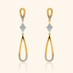 18K Yellow & White Gold Diamond Teardrop Earrings