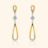 18K Yellow & White Gold Diamond Teardrop Earrings